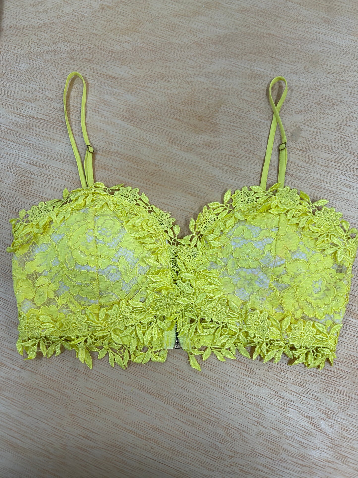 yellow lace crop top