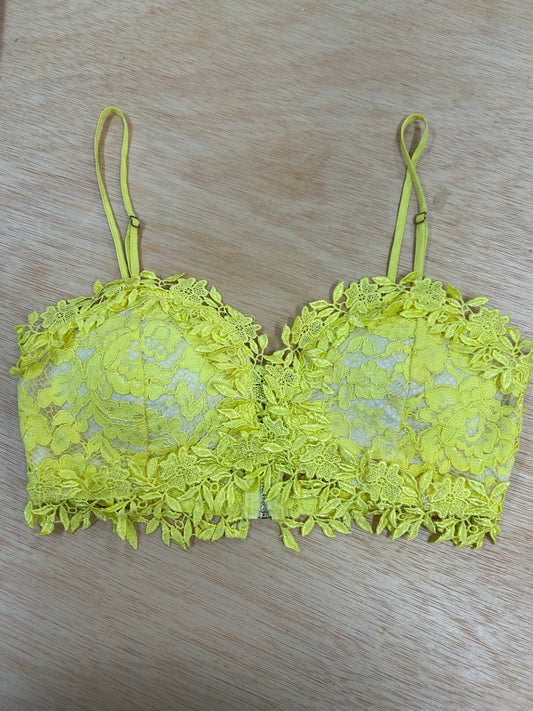 yellow lace crop top