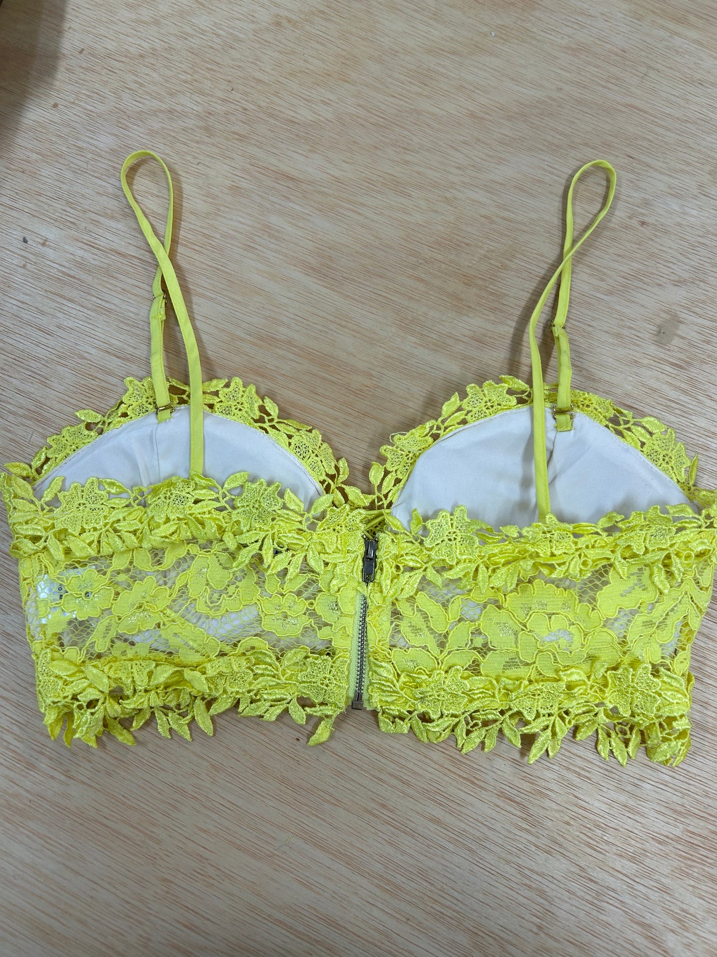 yellow lace crop top