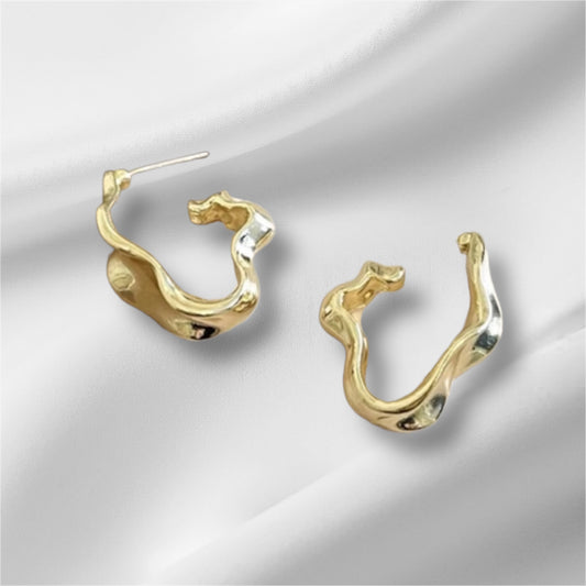 metal liquid melt hoop earrings