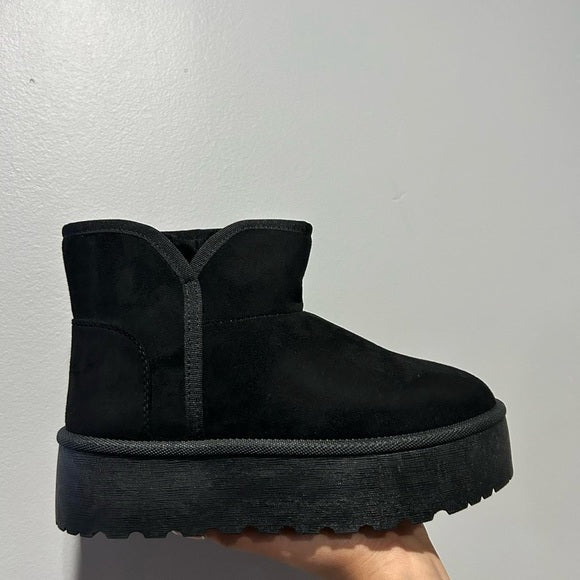 Winter Fleece mini lined ankle boots in black