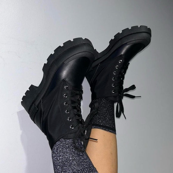 Black combat boots