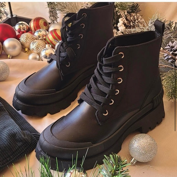 Black combat boots