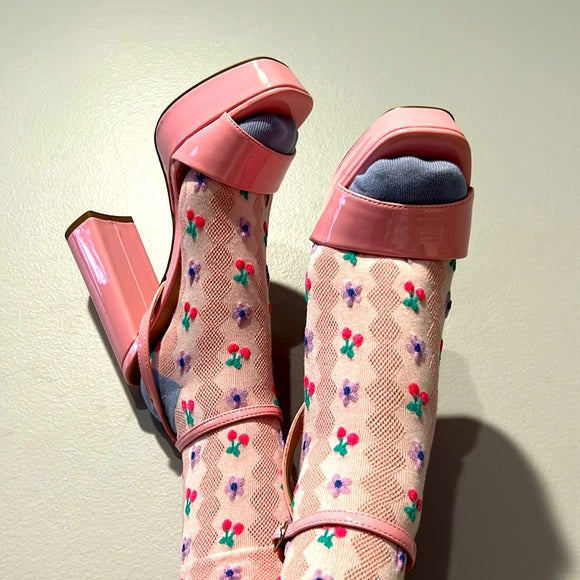 Pink patent heels