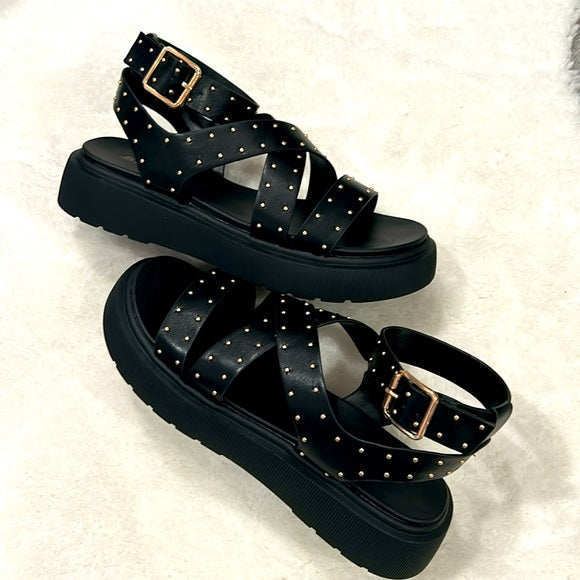 Platform studded sandals