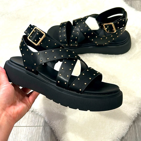 Platform studded sandals