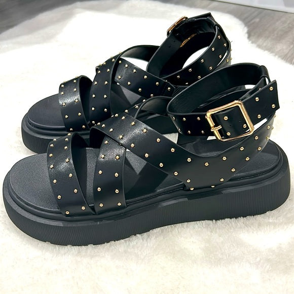 Platform studded sandals