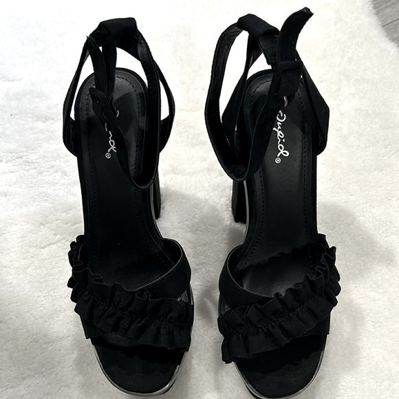 Ruffle platform block heels