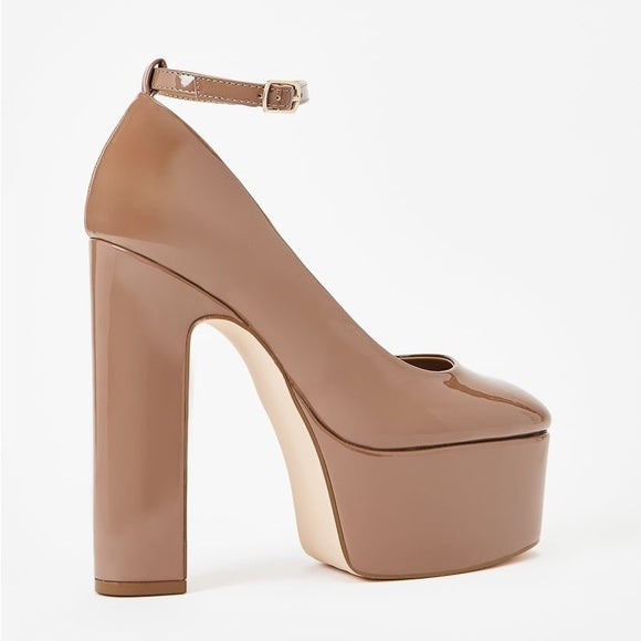 Tan ankle strap heels