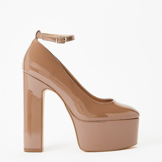 Tan ankle strap heels