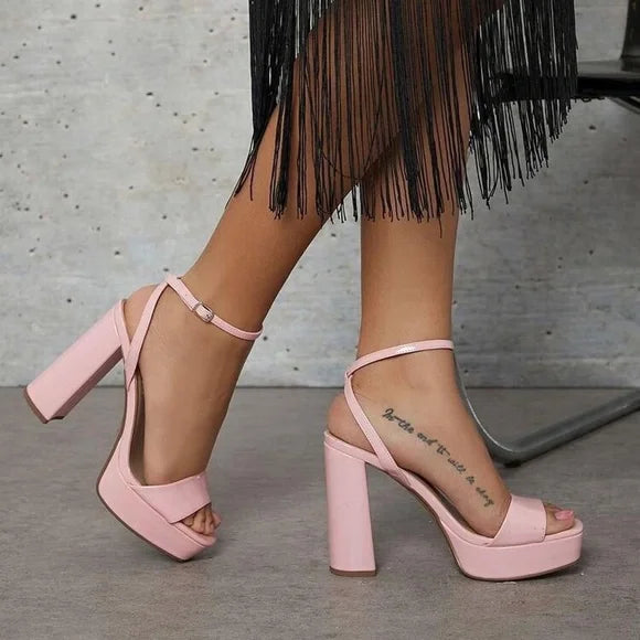 Pink patent heels