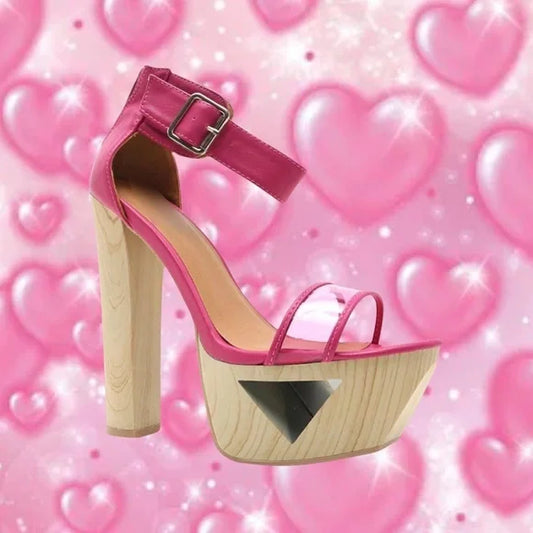 Pink wooden heels