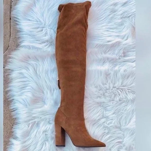 Suede brown over the knee boots