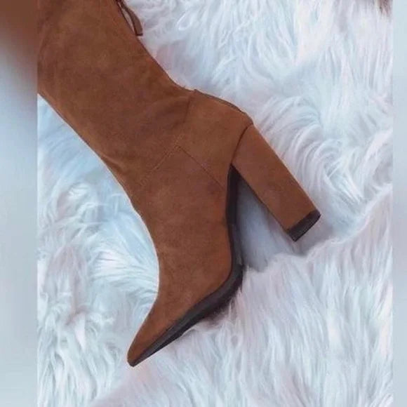 Suede brown over the knee boots