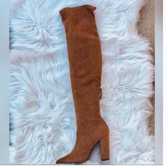 Suede brown over the knee boots