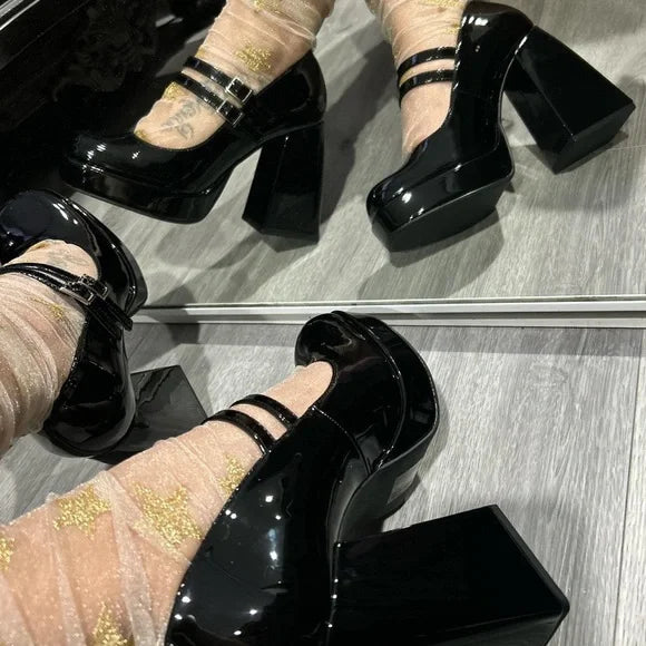 Black block heels