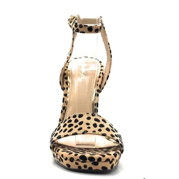 Cheetah print one band ankle strap Heels