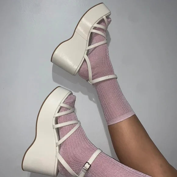 Strappy Platform Sandal White