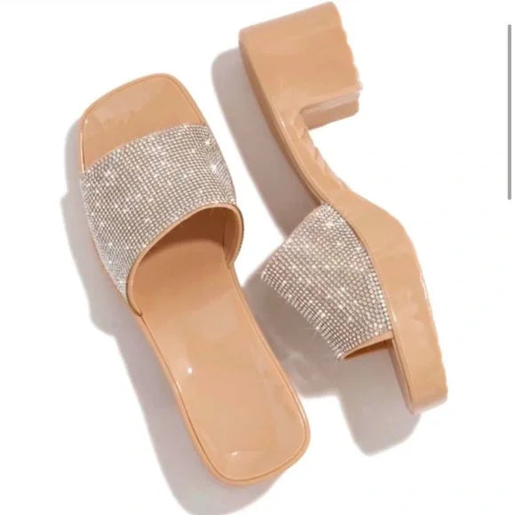 Jelly sandals with rhinestones