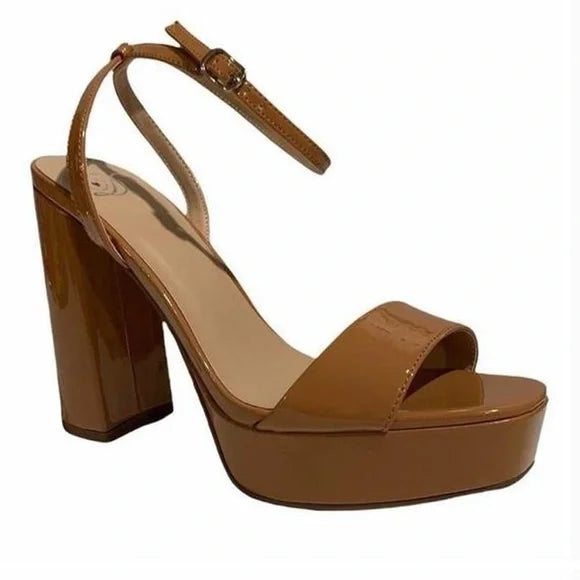 Tan patent heels