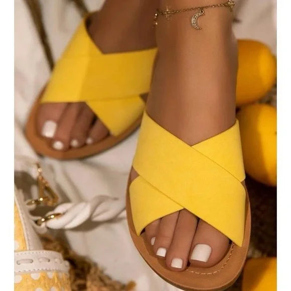 Yellow flat sandals