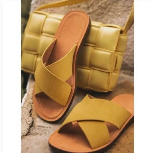 Yellow flat sandals