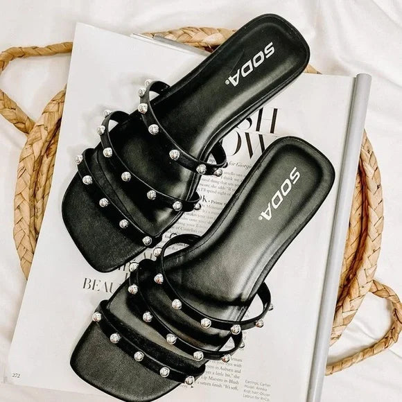 Black studded sandals