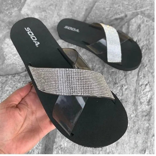 Rhinestone Sandals in black