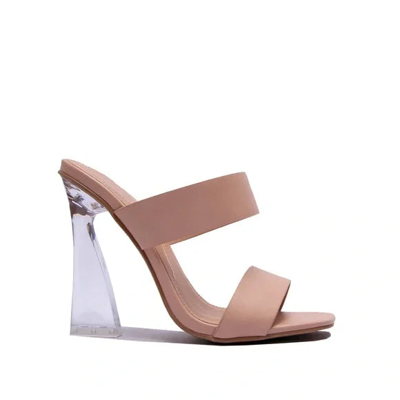 Square toe nude heels