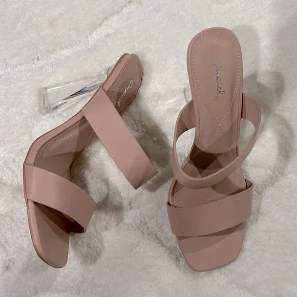 Square toe nude heels