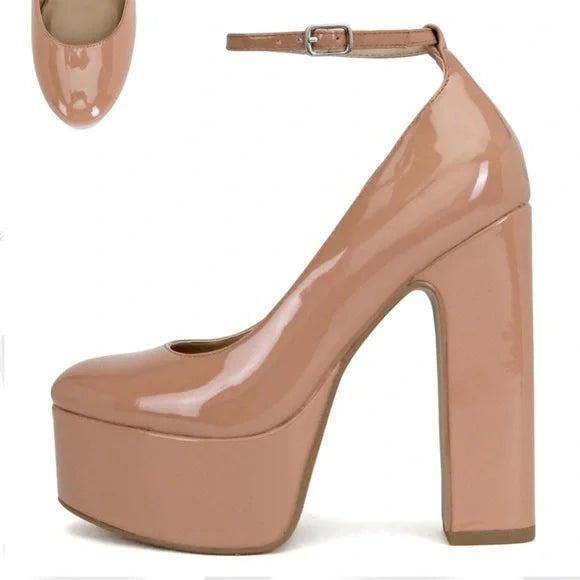 Tan ankle strap heels