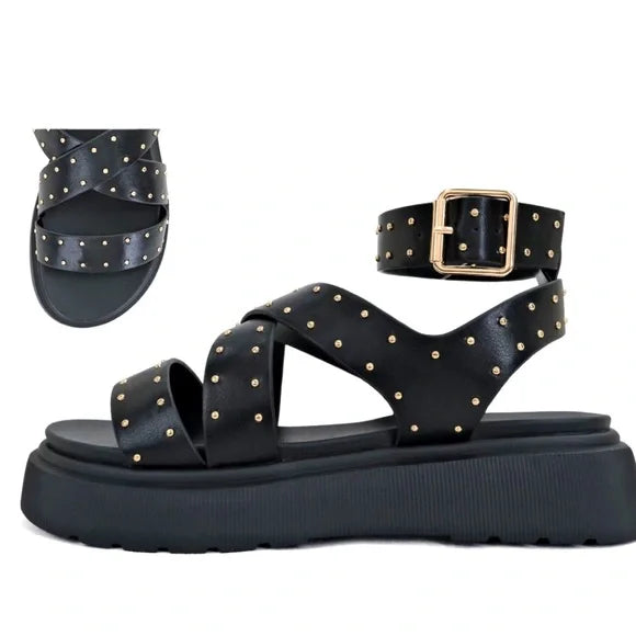 Platform studded sandals